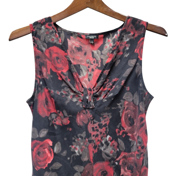 Talbots Women's V-neck Floral Sleeveless Silk Top Blouse 8 Excellent Condition - Picture 5 of 9